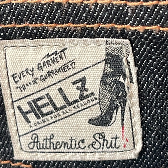 Hellz double waistband black denim jeans sz 25 edgy streetwear high rise waisted - Picture 4 of 17